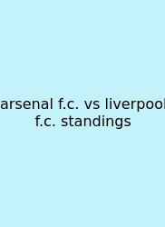 Arsenal F.c. Vs Liverpool F.c. Standings